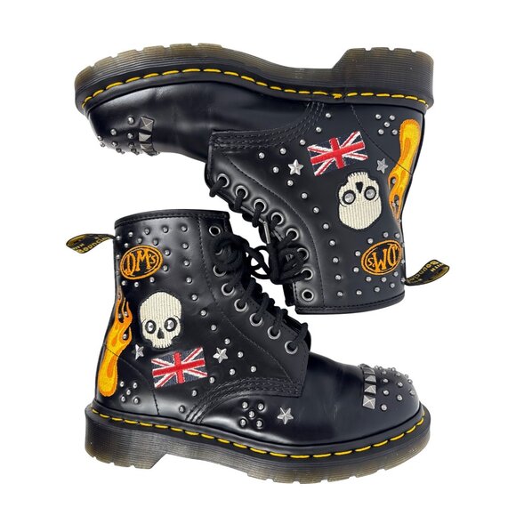 Dr. Martens 1460 Rock & Roll Leather Embellishment Combat Boots Size UK 5 US W7 - Picture 1 of 11
